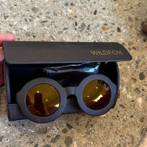 Wildfox matte dark tortoise round sunglasses with amber lenses